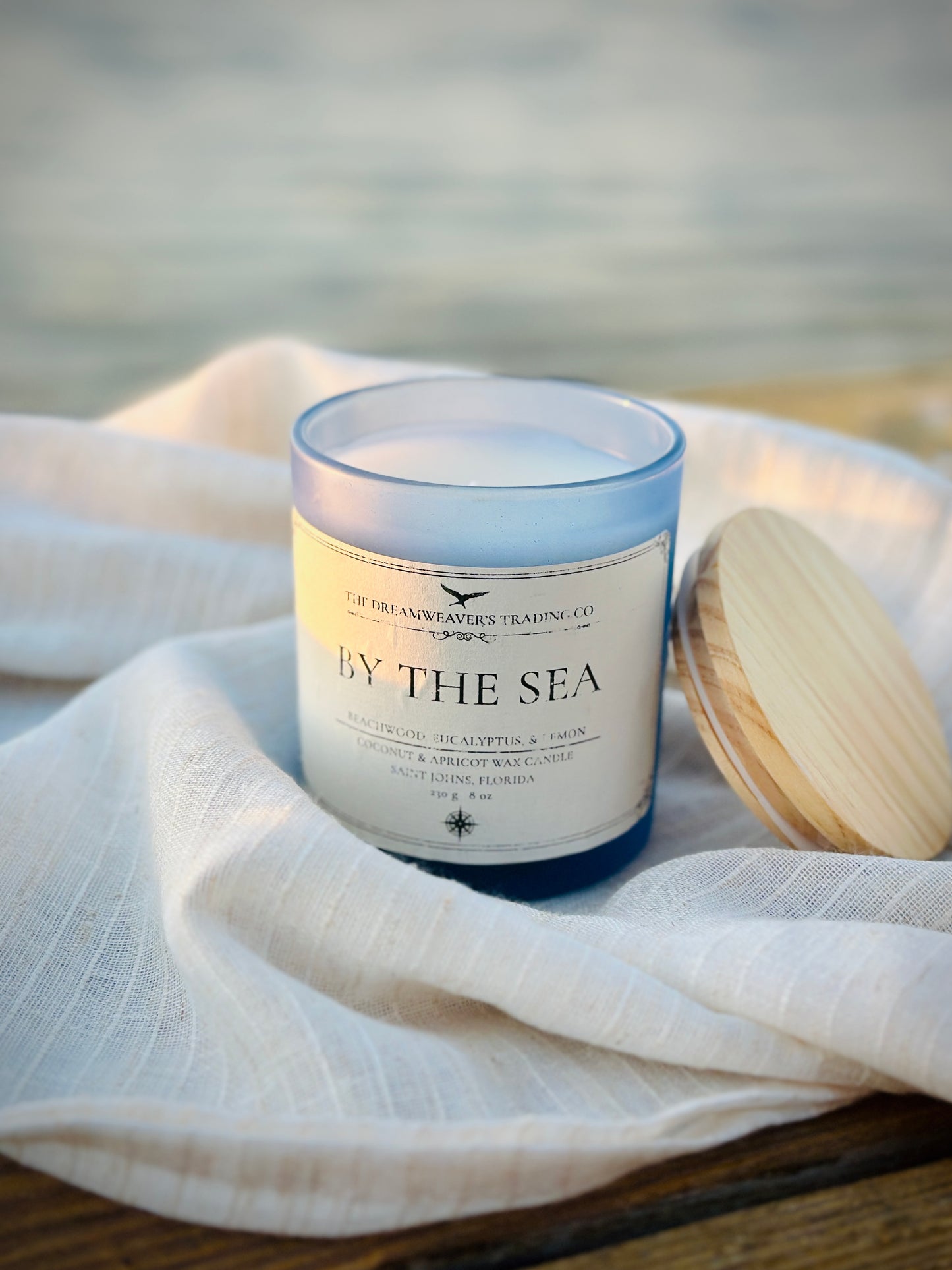 By the Sea Scented Coconut and Apricot Wax Candle 8oz